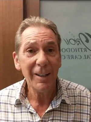 A patient speaking to camera about their treatment at Orion Dental Clinic